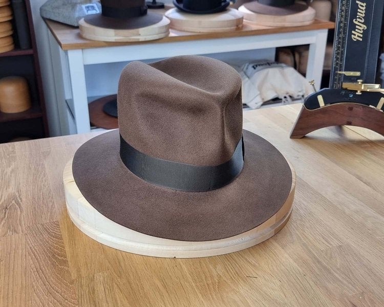 LEIFUR Raven Crown FEDORA | SABLE BROWN | 100X BEAVER | SIZE 60, US 7 1/2