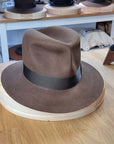 LEIFUR Raven Crown FEDORA | SABLE BROWN | 100X BEAVER | SIZE 60, US 7 1/2