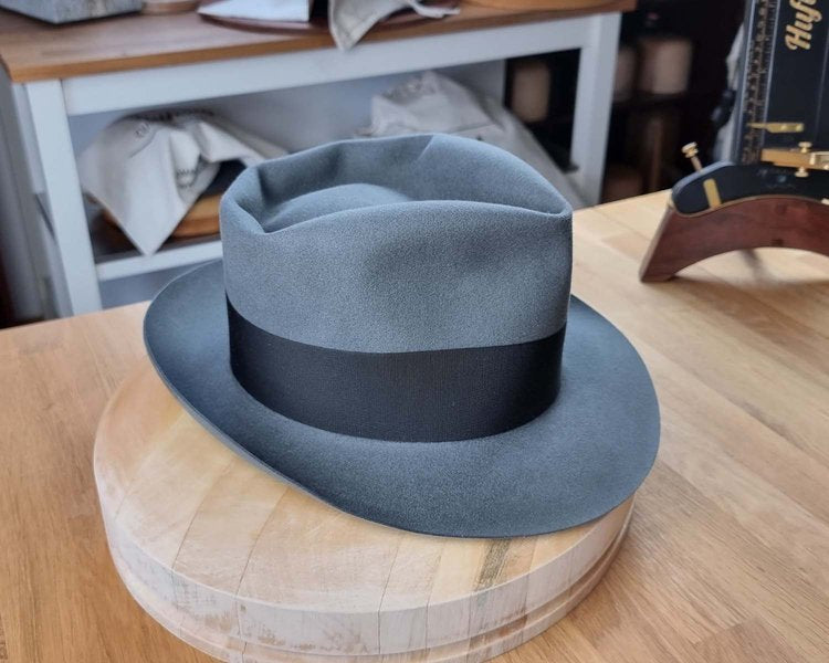 BOGART FEDORA | EMERALD GRAY | 100X BEAVER | SIZE 58, US 7 1/4
