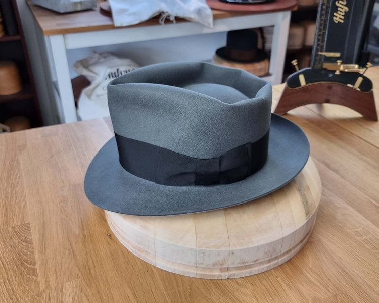 BOGART FEDORA | EMERALD GRAY | 100X BEAVER | SIZE 61, US 7 5/8