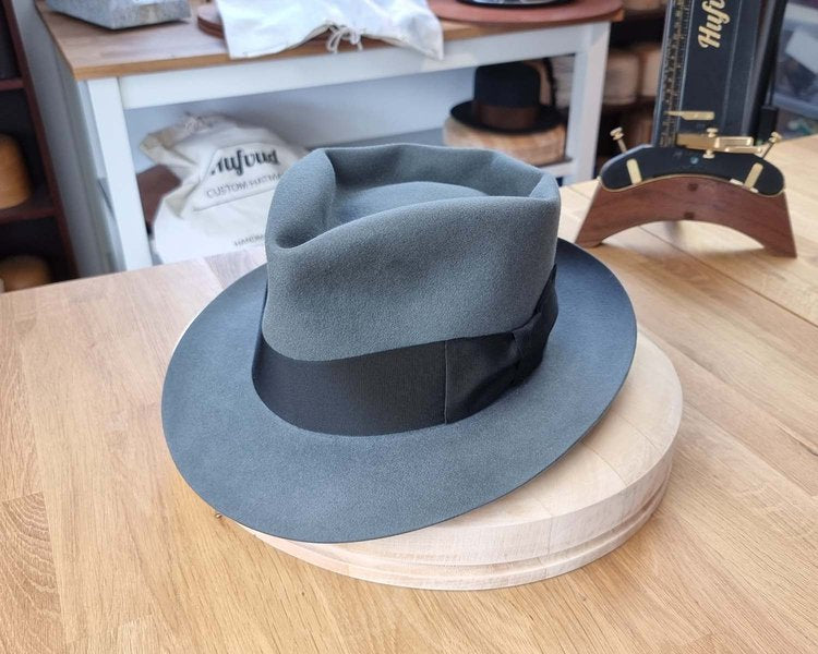 BOGART FEDORA | EMERALD GRAY | 100X BEAVER | SIZE 61, US 7 5/8