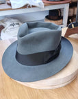 BOGART FEDORA | EMERALD GRAY | 100X BEAVER | SIZE 61, US 7 5/8