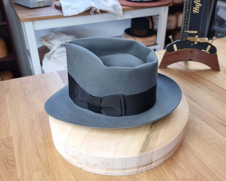 BOGART FEDORA | EMERALD GRAY | 100X BEAVER | SIZE 61, US 7 5/8