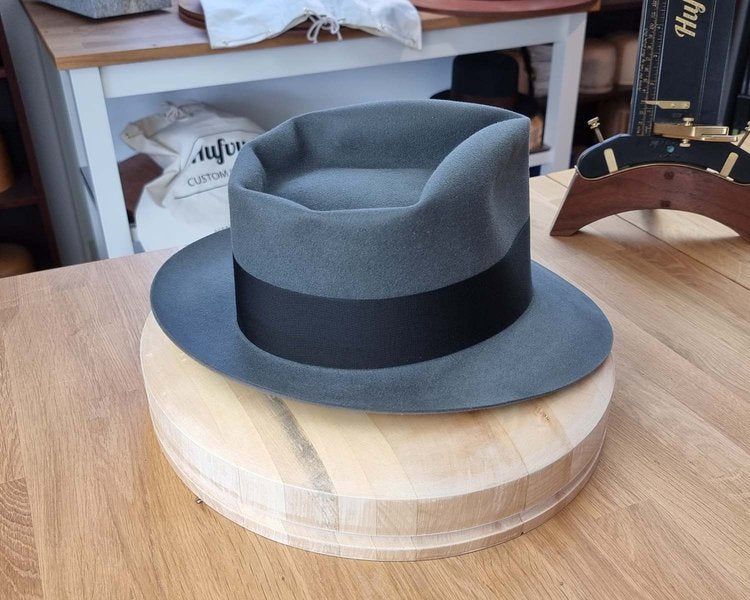 BOGART FEDORA | EMERALD GRAY | 100X BEAVER | SIZE 61, US 7 5/8
