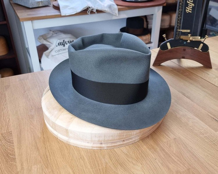 BOGART FEDORA | EMERALD GRAY | 100X BEAVER | SIZE 61, US 7 5/8