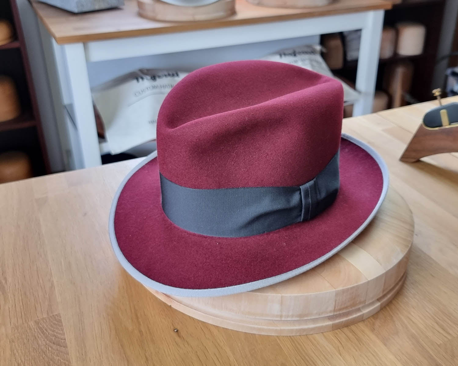 OLAV FEDORA | BURGUNDY | RABBIT & HARE DELUXE BLEND | SIZE 59, US 7 3/8
