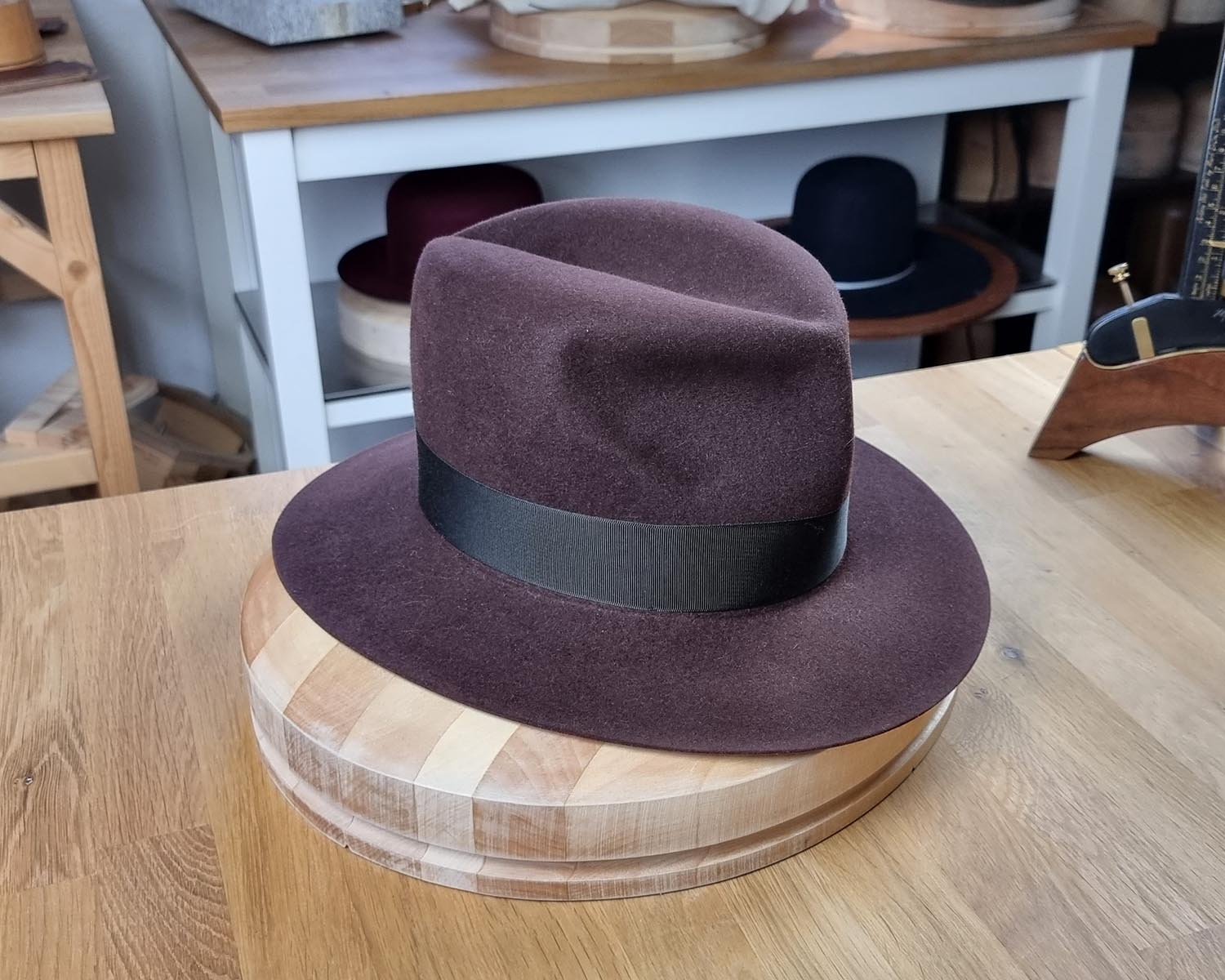 LEIFUR FEDORA | DARK BROWN RUST | RABBIT & HARE DELUXE BLEND | SIZE 57, US 7 1/8