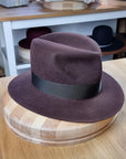 LEIFUR FEDORA | DARK BROWN RUST | RABBIT & HARE DELUXE BLEND | SIZE 57, US 7 1/8