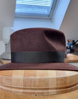 LEIFUR FEDORA | DARK BROWN RUST | RABBIT & HARE DELUXE BLEND | SIZE 57, US 7 1/8