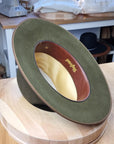 LEIFUR FEDORA | MOSS GREEN | RABBIT & HARE DELUXE BLEND | SIZE 58, US 7 1/4