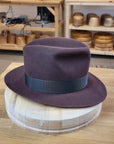 LEIFUR FEDORA | DARK BROWN RUST | RABBIT & HARE DELUXE BLEND | SIZE 58, US 7 1/4