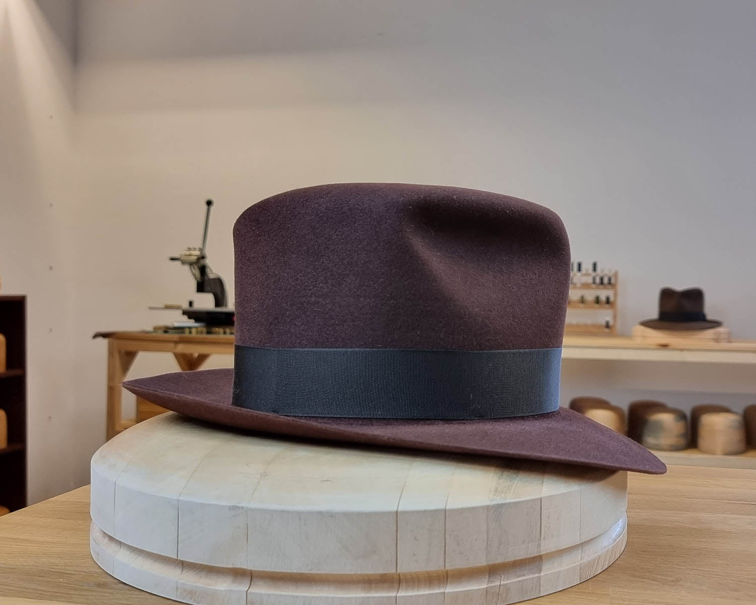 LEIFUR FEDORA | DARK BROWN RUST | RABBIT & HARE DELUXE BLEND | SIZE 58, US 7 1/4