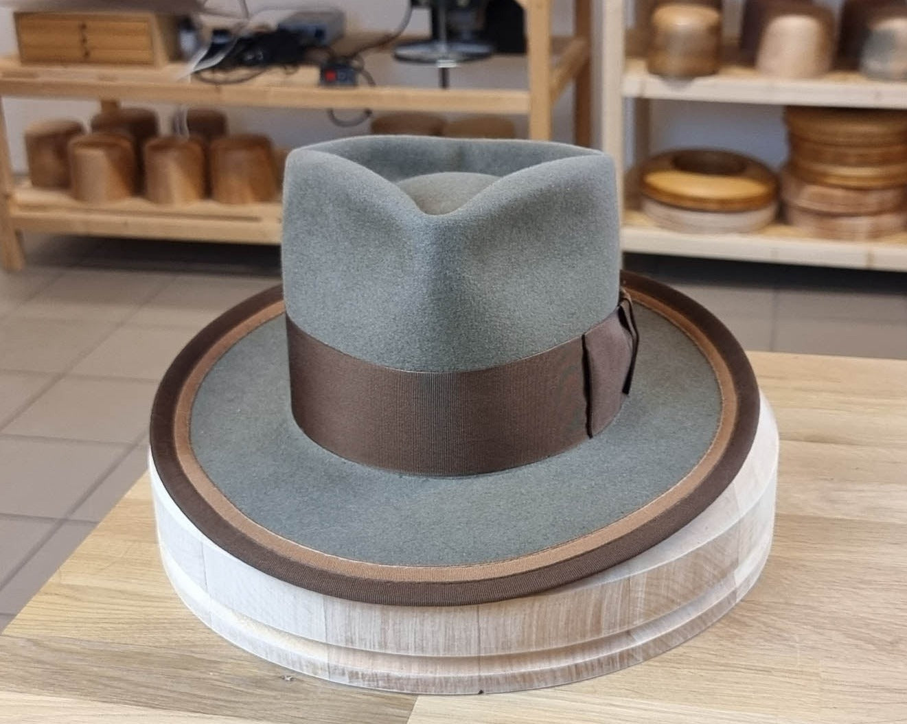 BOGART FEDORA | PECAN COLOR | 100X BEAVER | DUAL BRIM BINDING | SIZE 58, US 7 1/4