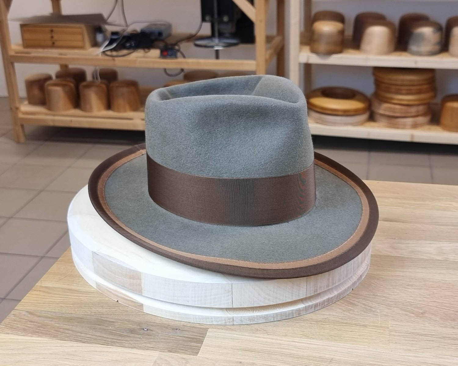 BOGART FEDORA | PECAN COLOR | 100X BEAVER | DUAL BRIM BINDING | SIZE 58, US 7 1/4