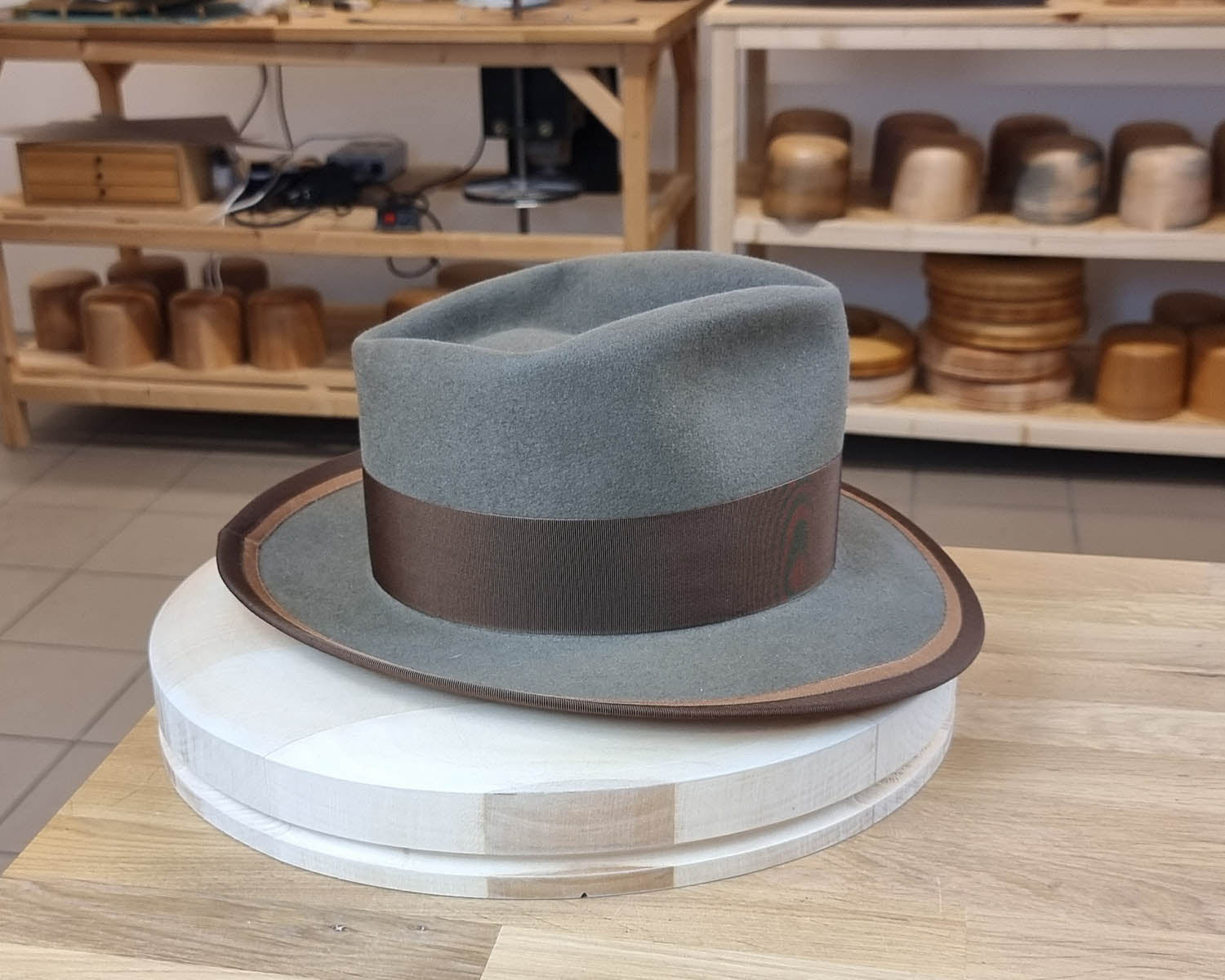BOGART FEDORA | PECAN COLOR | 100X BEAVER | DUAL BRIM BINDING | SIZE 58, US 7 1/4