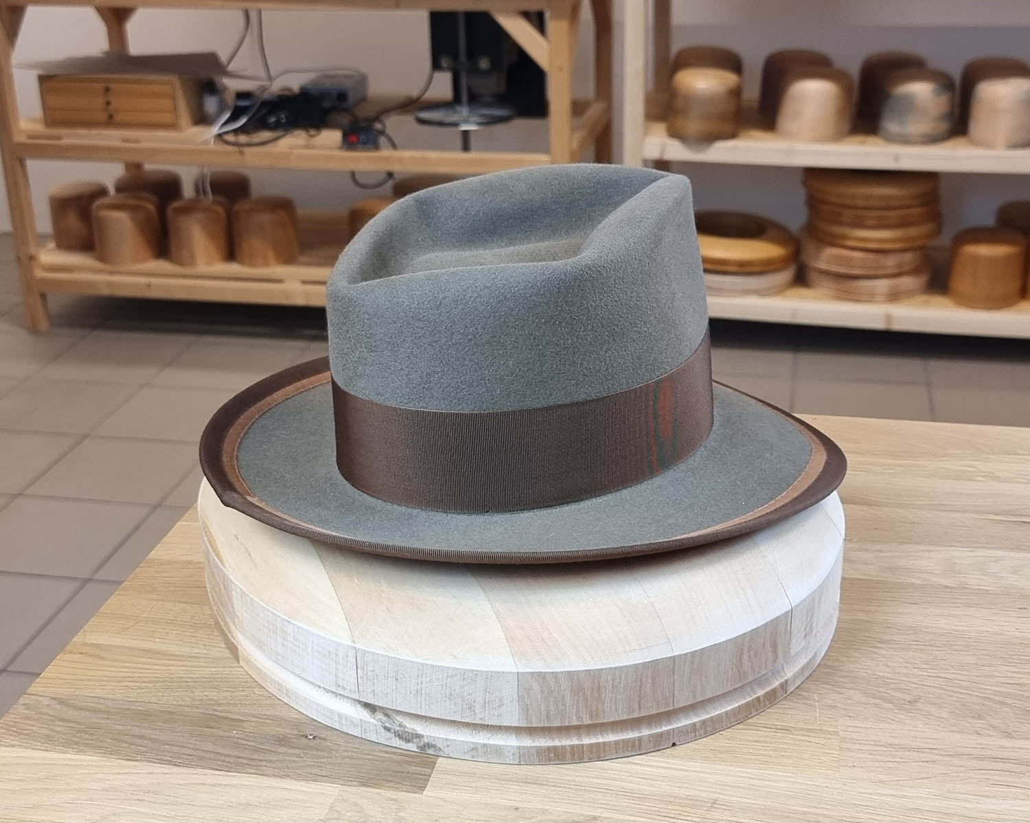 BOGART FEDORA | PECAN COLOR | 100X BEAVER | DUAL BRIM BINDING | SIZE 58, US 7 1/4