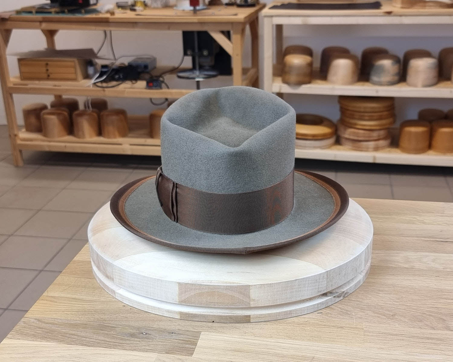 BOGART FEDORA | PECAN COLOR | 100X BEAVER | DUAL BRIM BINDING | SIZE 58, US 7 1/4