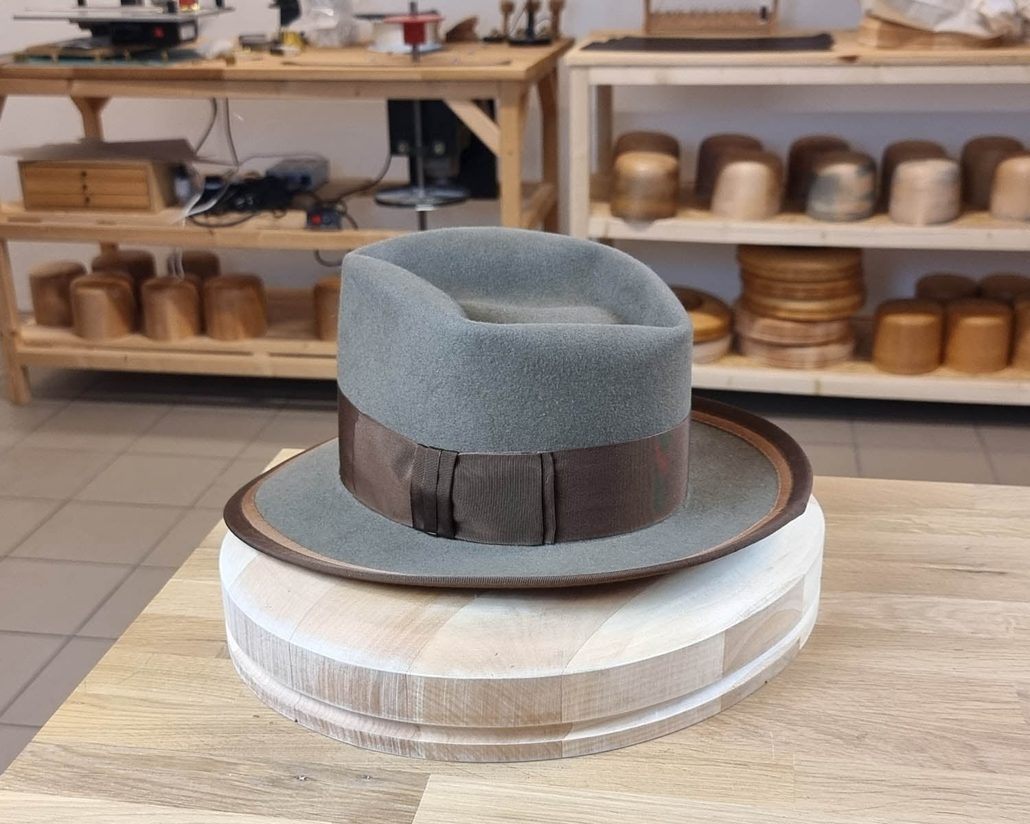 BOGART FEDORA | PECAN COLOR | 100X BEAVER | DUAL BRIM BINDING | SIZE 58, US 7 1/4