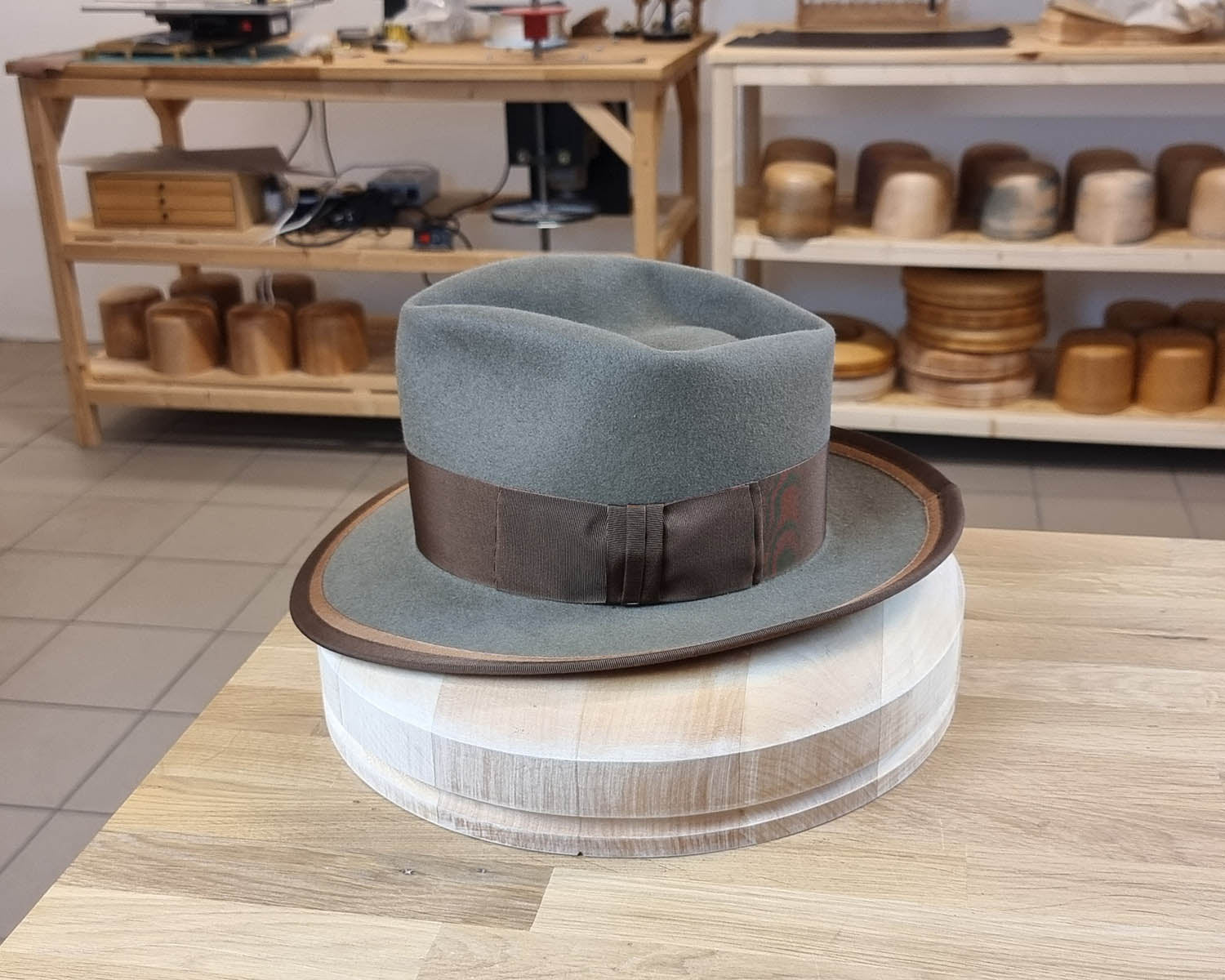 BOGART FEDORA | PECAN COLOR | 100X BEAVER | DUAL BRIM BINDING | SIZE 58, US 7 1/4
