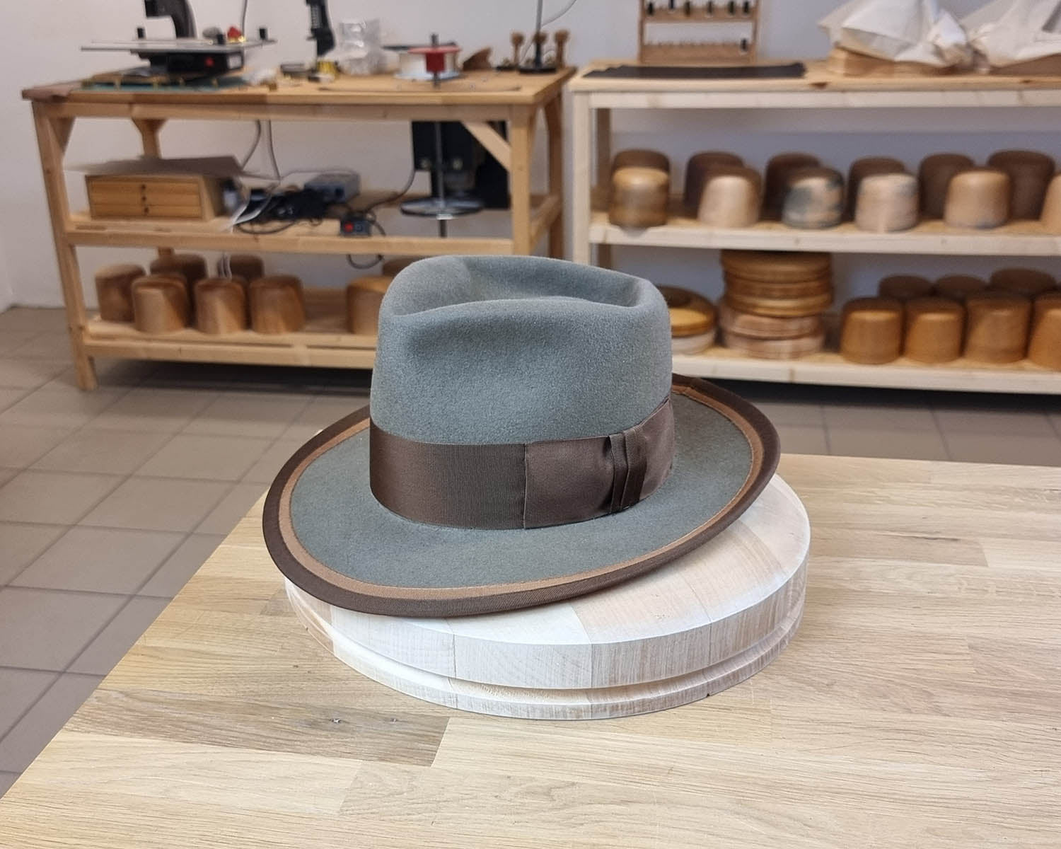 BOGART FEDORA | PECAN COLOR | 100X BEAVER | DUAL BRIM BINDING | SIZE 58, US 7 1/4