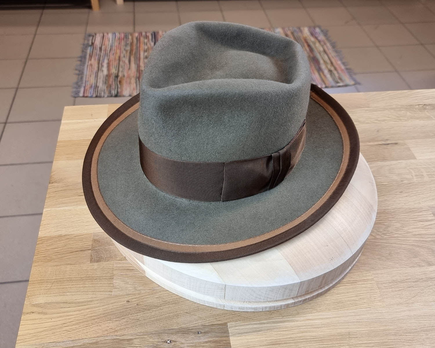BOGART FEDORA | PECAN COLOR | 100X BEAVER | DUAL BRIM BINDING | SIZE 58, US 7 1/4