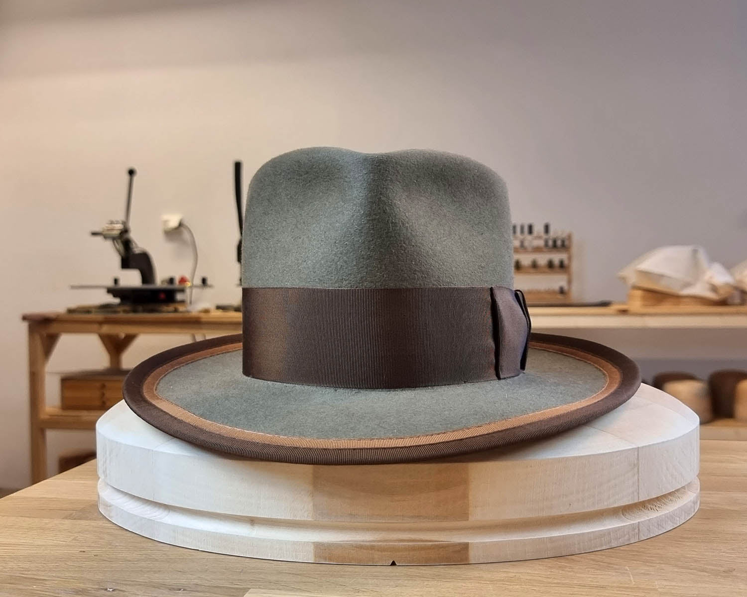 BOGART FEDORA | PECAN COLOR | 100X BEAVER | DUAL BRIM BINDING | SIZE 58, US 7 1/4