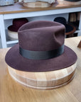 LEIFUR FEDORA | DARK BROWN RUST | RABBIT & HARE DELUXE BLEND | SIZE 57, US 7 1/8
