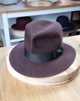 LEIFUR FEDORA | DARK BROWN RUST | RABBIT & HARE DELUXE BLEND | SIZE 57, US 7 1/8