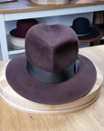 LEIFUR FEDORA | DARK BROWN RUST | RABBIT & HARE DELUXE BLEND | SIZE 57, US 7 1/8