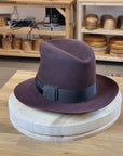 LEIFUR FEDORA | DARK BROWN RUST | RABBIT & HARE DELUXE BLEND | SIZE 58, US 7 1/4