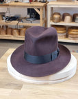 LEIFUR FEDORA | DARK BROWN RUST | RABBIT & HARE DELUXE BLEND | SIZE 58, US 7 1/4