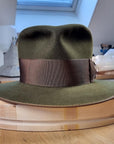 LEIFUR FEDORA | MOSS GREEN | RABBIT & HARE DELUXE BLEND | SIZE 58, US 7 1/4