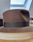 LEIFUR Raven Crown FEDORA | SABLE BROWN | 100X BEAVER | SIZE 60, US 7 1/2