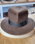 LEIFUR Raven Crown FEDORA | SABLE BROWN | 100X BEAVER | SIZE 60, US 7 1/2