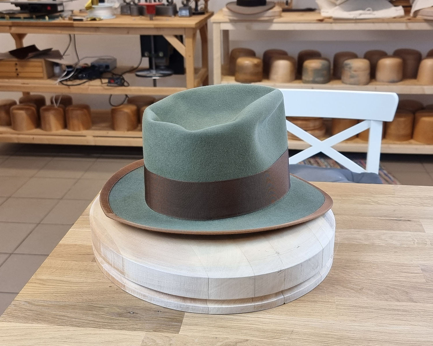 WHIPPET FEDORA | DELUXE RABBIT &amp; HARE BLEND | SAGE GREEN | SIZE 59, US 7 3/8