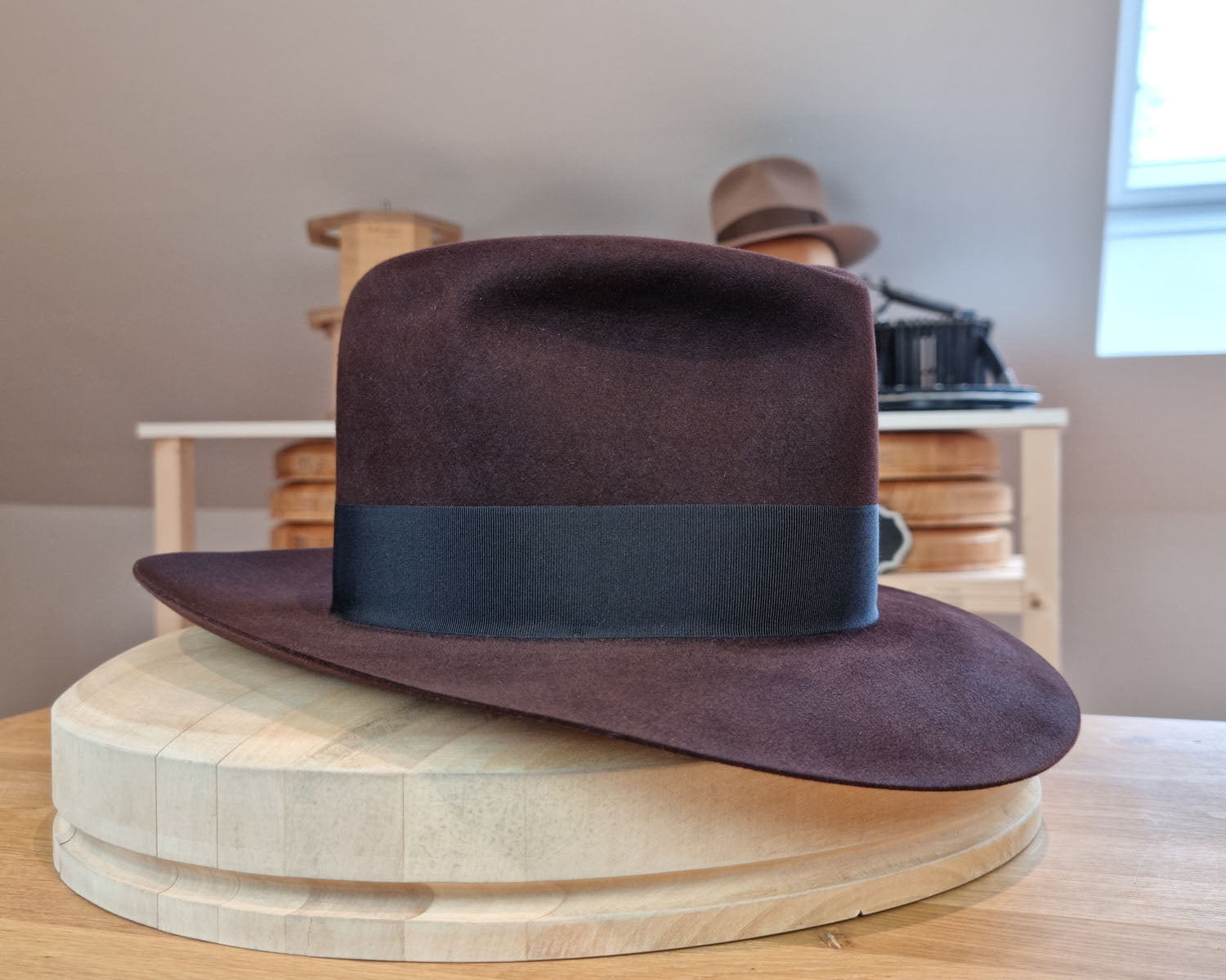 LEIFUR Lucky FEDORA | 100X BEAVER | OXBLOOD COLOR | SIZE 59, US 7 3/8