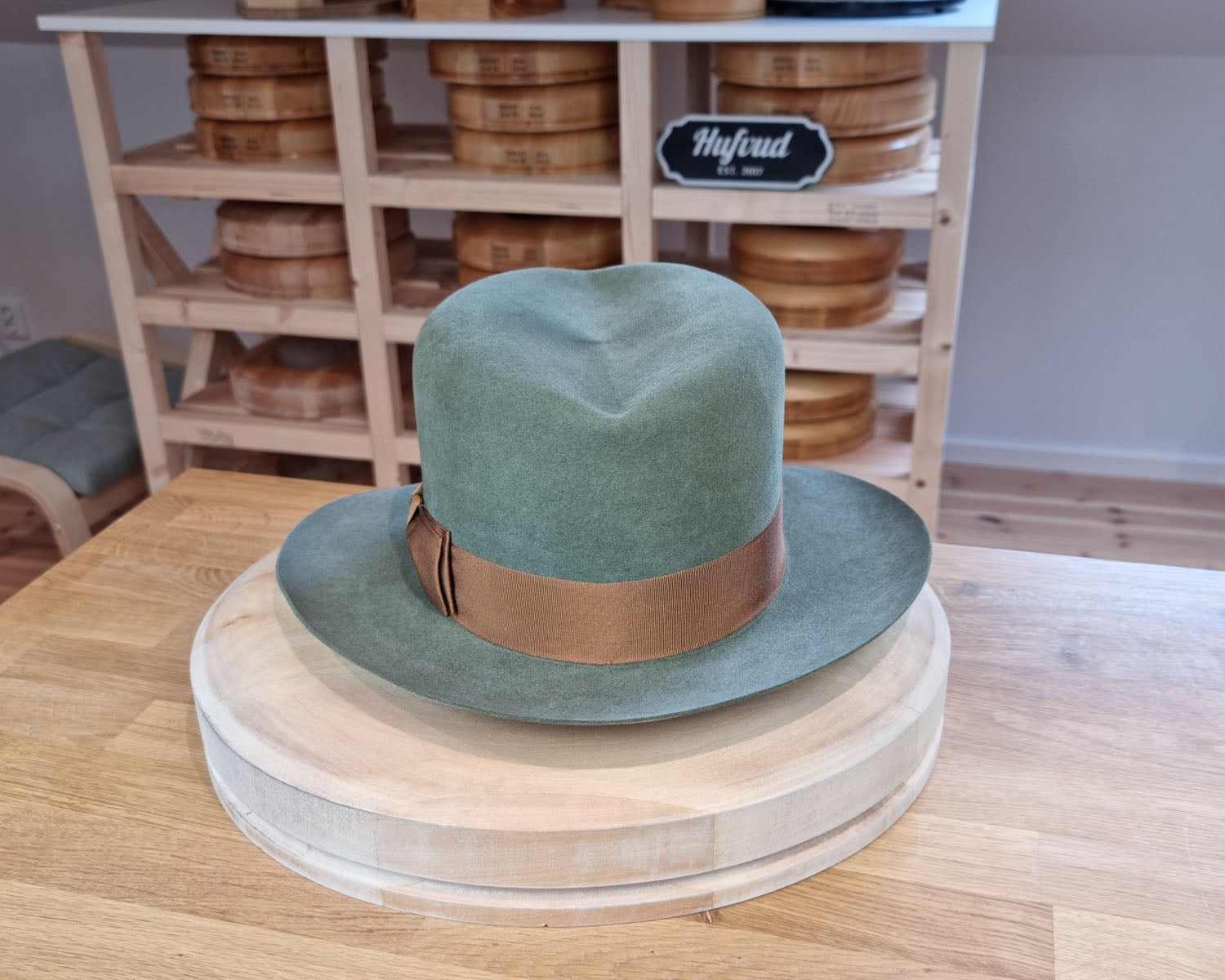 LEIFUR Lucky FEDORA | 50X BEAVER BLEND | SAGE GREEN COLOR | SIZE 60, US 7 1/2