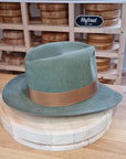 LEIFUR Lucky FEDORA | 50X BEAVER BLEND | SAGE GREEN COLOR | SIZE 60, US 7 1/2