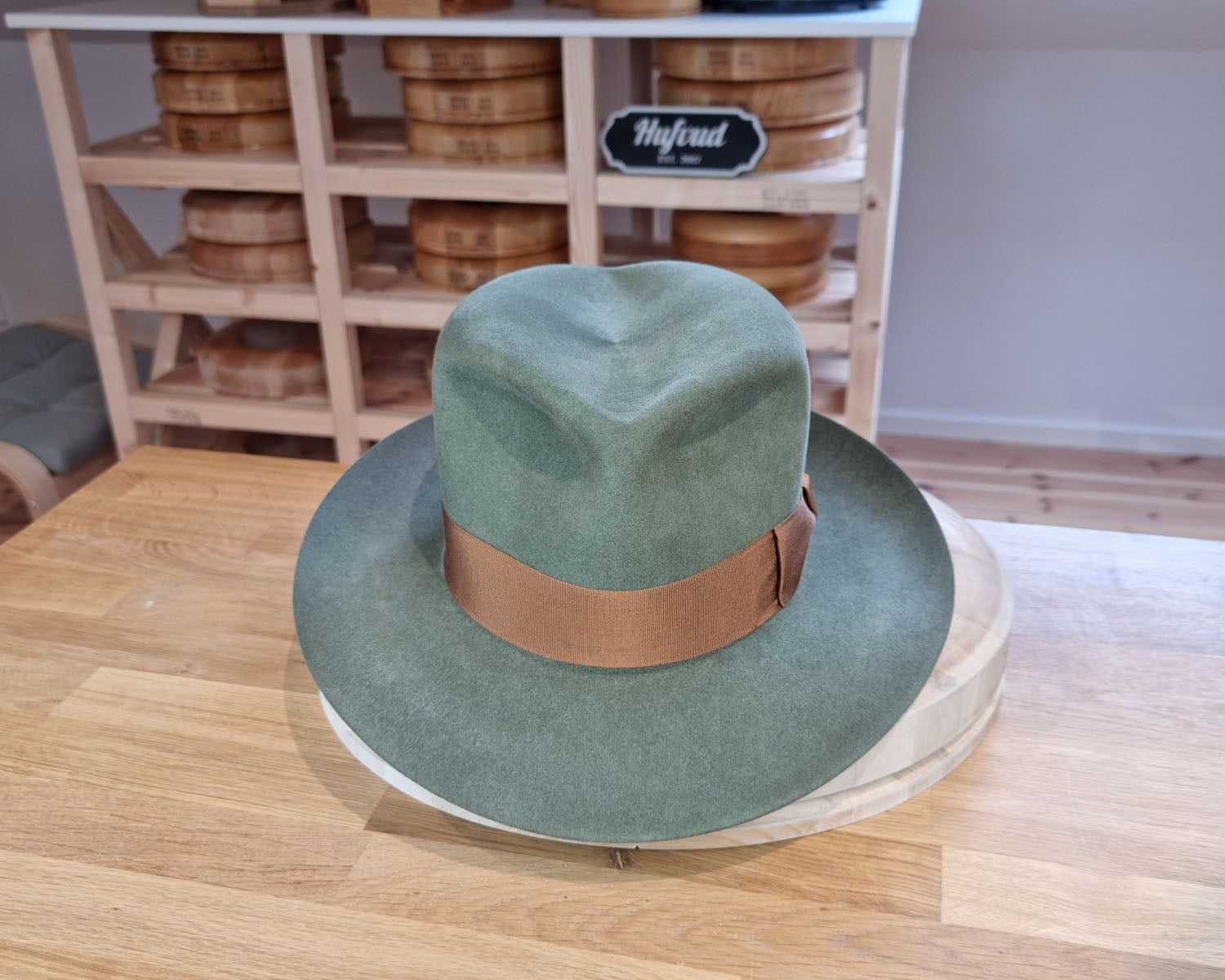 LEIFUR Lucky FEDORA | 50X BEAVER BLEND | SAGE GREEN COLOR | SIZE 60, US 7 1/2