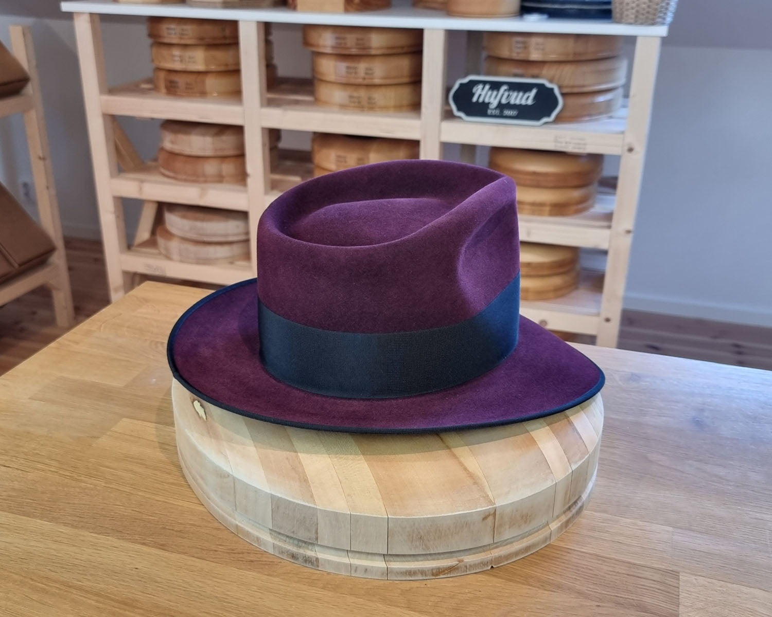 WHIPPET FEDORA | 100X NUTRIA | PLUM COLOR | SIZE 58, US 7 1/4