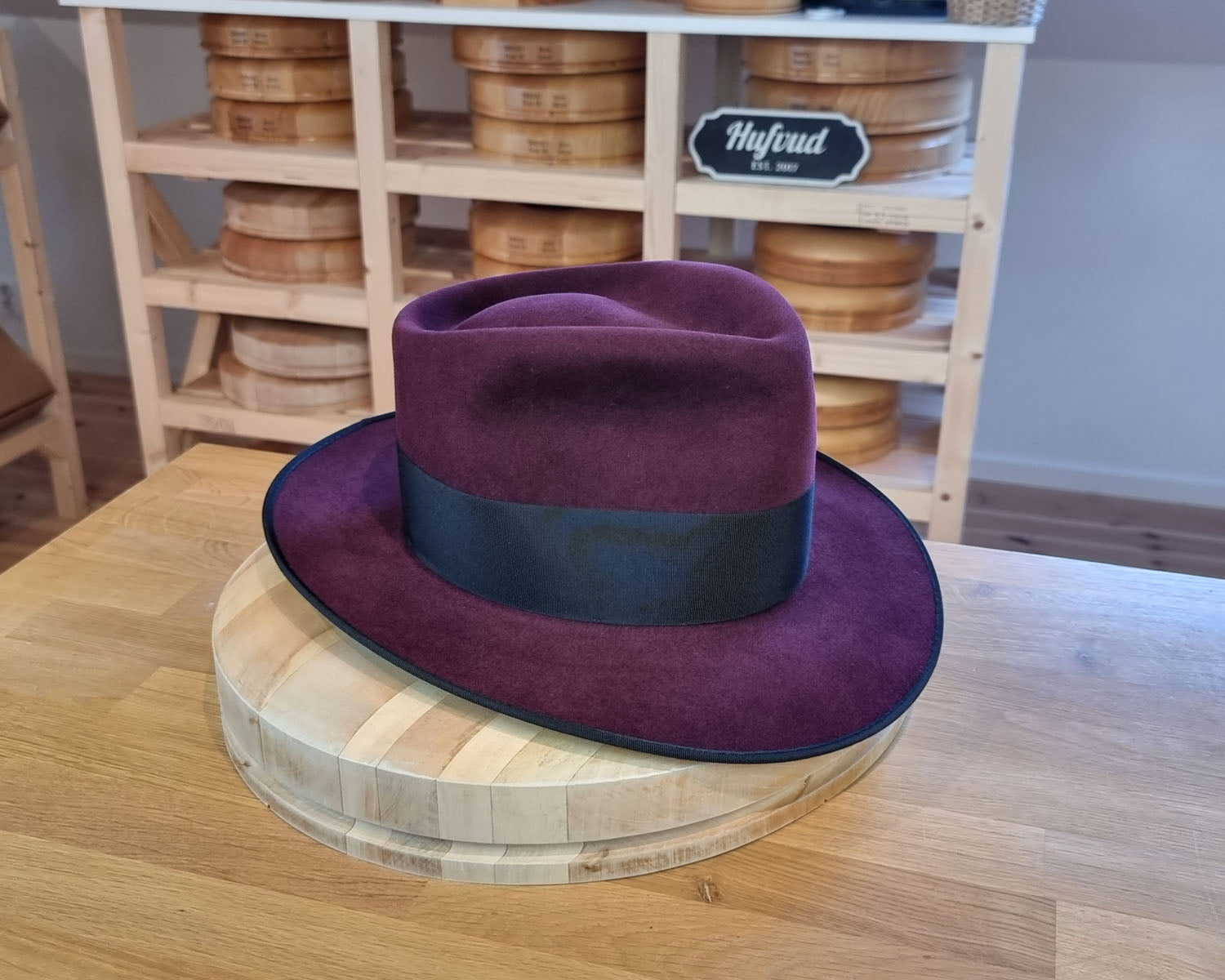 WHIPPET FEDORA | 100X NUTRIA | PLUM COLOR | SIZE 58, US 7 1/4