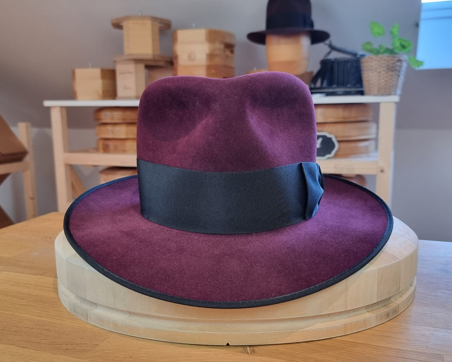 WHIPPET FEDORA | 100X NUTRIA | PLUM COLOR | SIZE 58, US 7 1/4