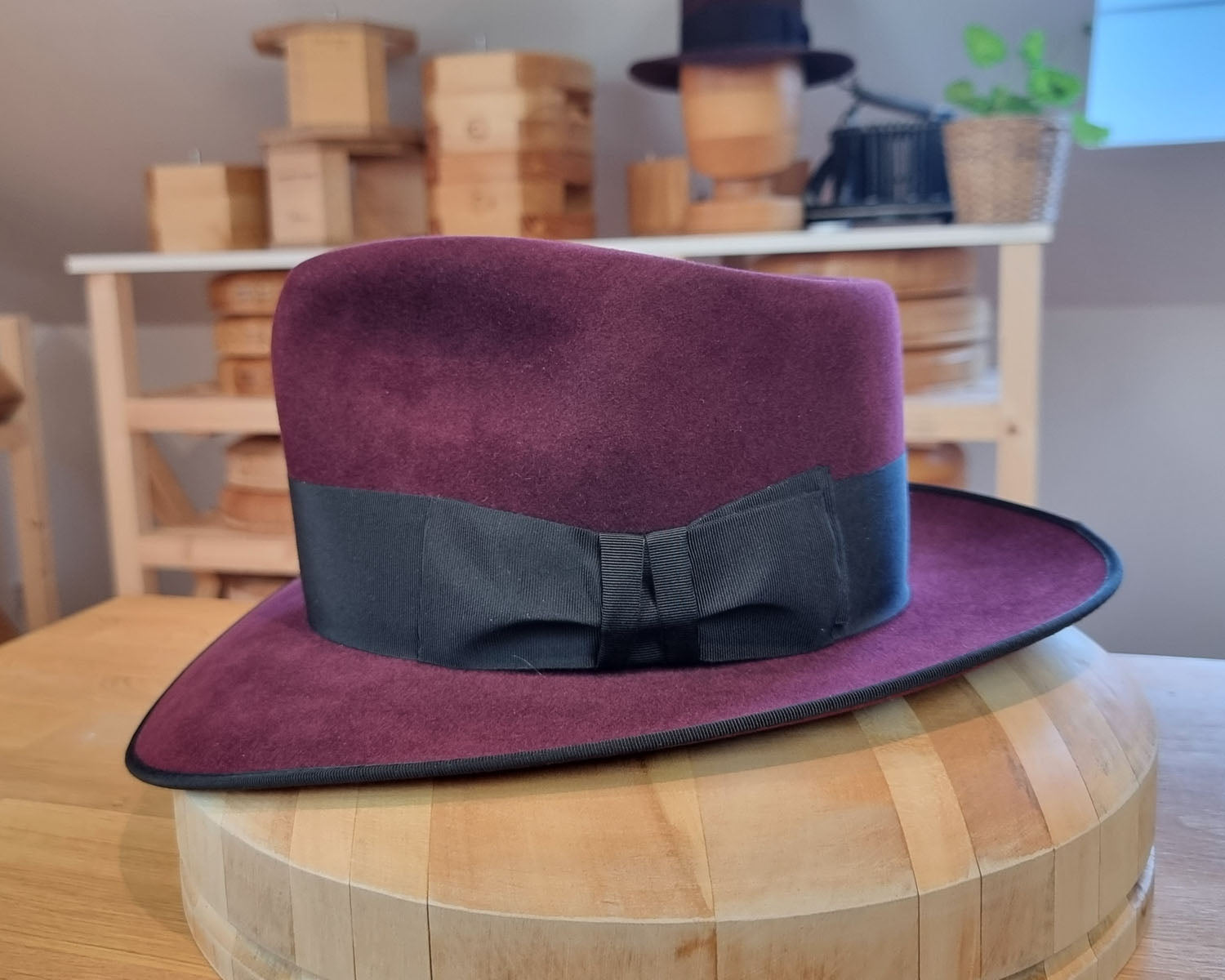 WHIPPET FEDORA | 100X NUTRIA | PLUM COLOR | SIZE 58, US 7 1/4