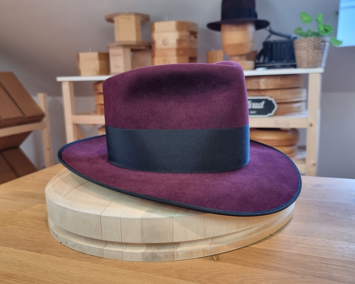 WHIPPET FEDORA | 100X NUTRIA | PLUM COLOR | SIZE 58, US 7 1/4