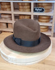 LEIFUR Lucky FEDORA | RABBIT & HARE DELUXE BLEND | SABLE BROWN | SIZE 58, US 7 1/4