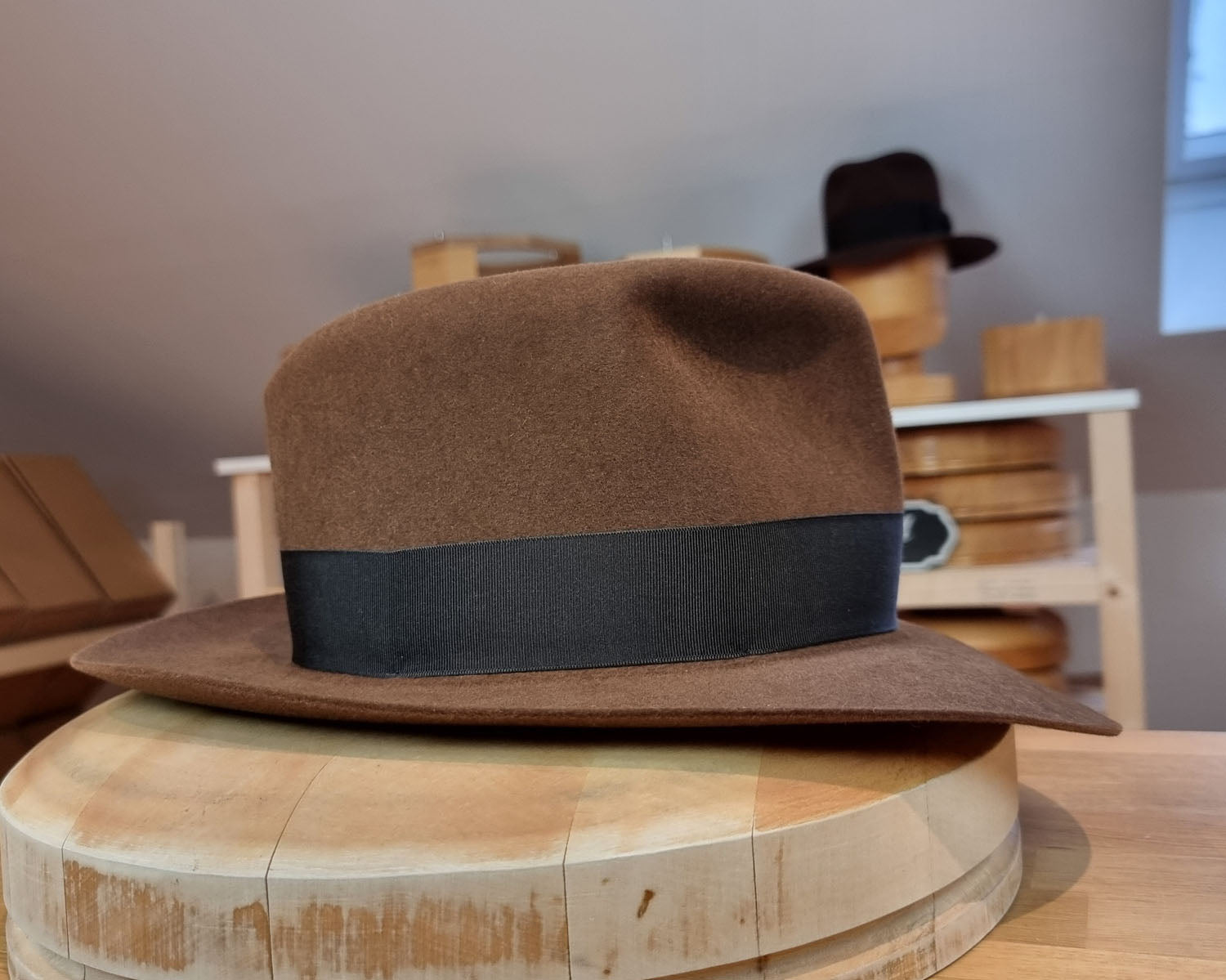 LEIFUR Lucky FEDORA | RABBIT &amp; HARE DELUXE BLEND | SABLE BROWN | SIZE 58, US 7 1/4