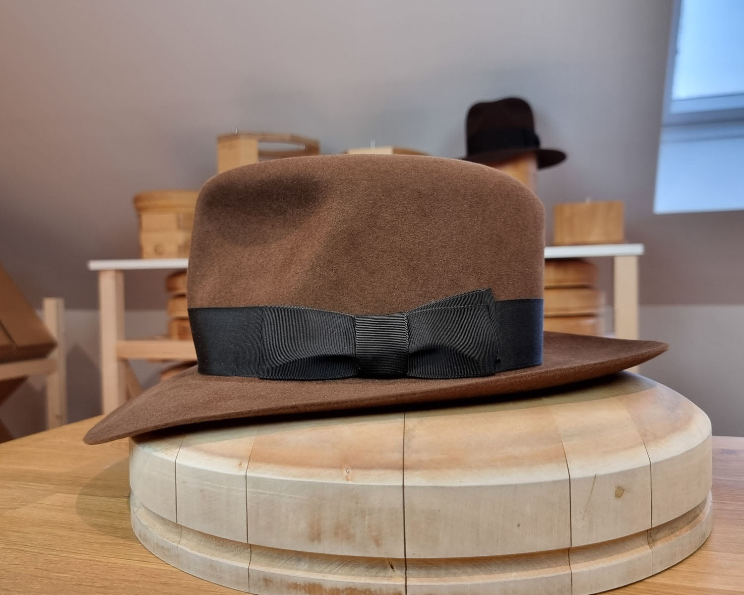 LEIFUR Lucky FEDORA | RABBIT &amp; HARE DELUXE BLEND | SABLE BROWN | SIZE 58, US 7 1/4