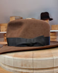 LEIFUR Lucky FEDORA | RABBIT & HARE DELUXE BLEND | SABLE BROWN | SIZE 58, US 7 1/4