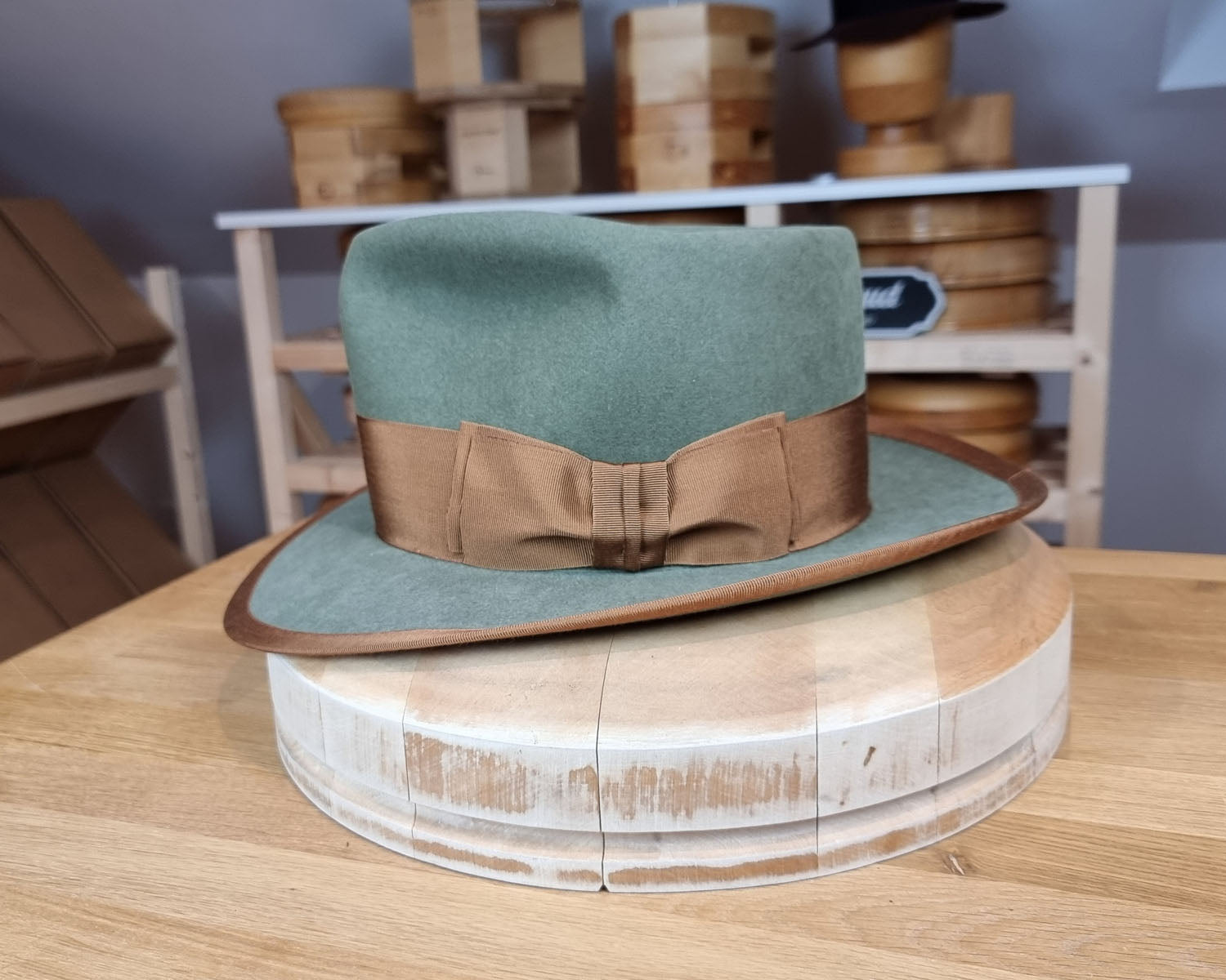 WHIPPET FEDORA | 50X BEAVER BLEND | SAGE COLOR | SIZE 58, US 7 1/4