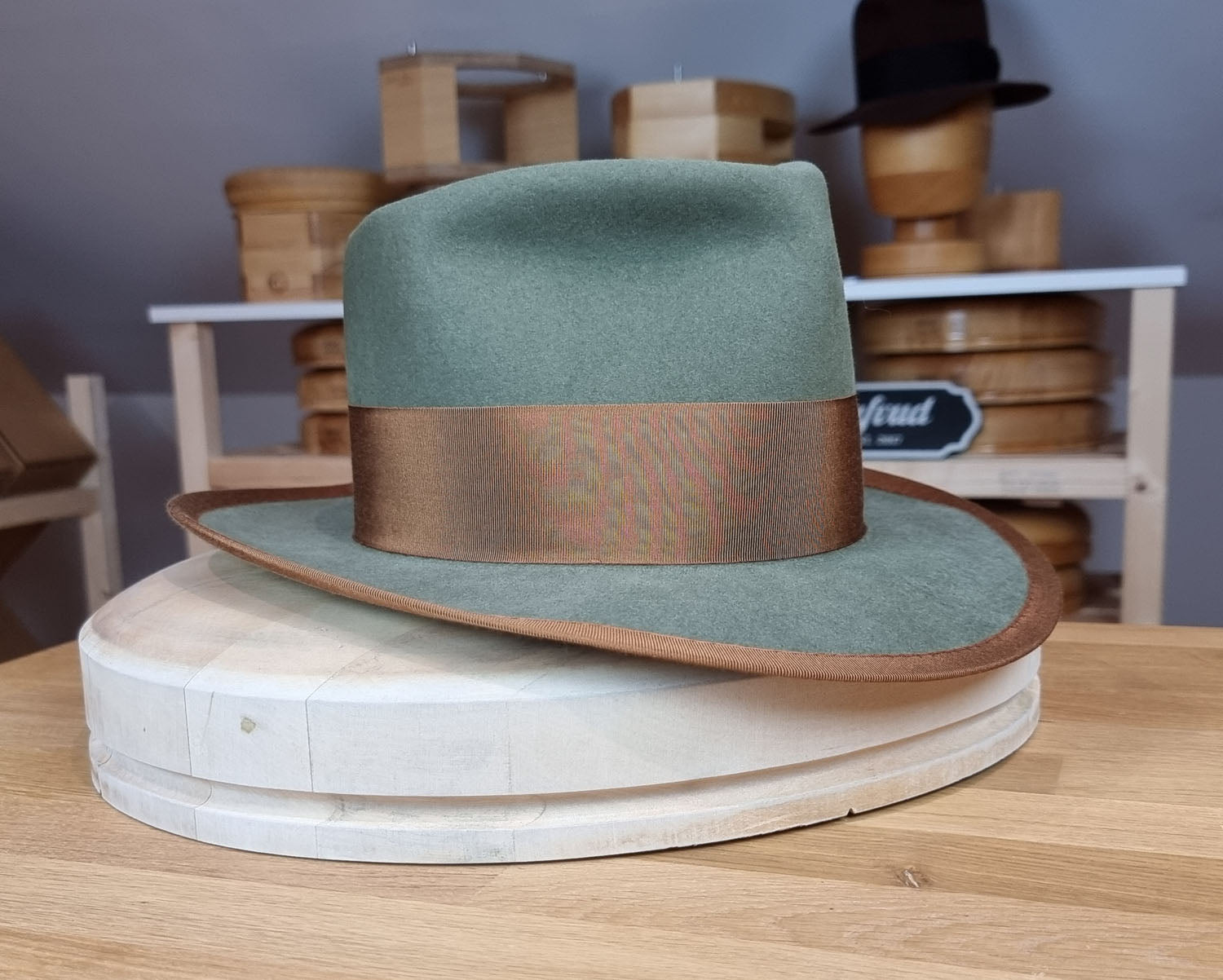 WHIPPET FEDORA | 50X BEAVER BLEND | SAGE COLOR | SIZE 58, US 7 1/4